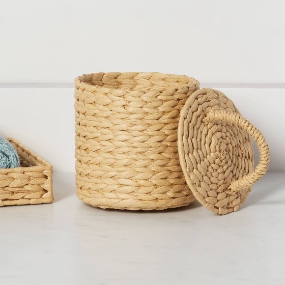 Threshold Bath New 2 Threshold Woven Canisters Whandle Lid Poshmark